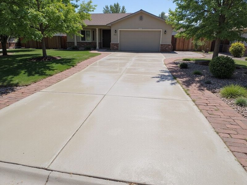Wide view of a freshly sealed residential driveway showing the clean protected finish and enhanced concrete appearance