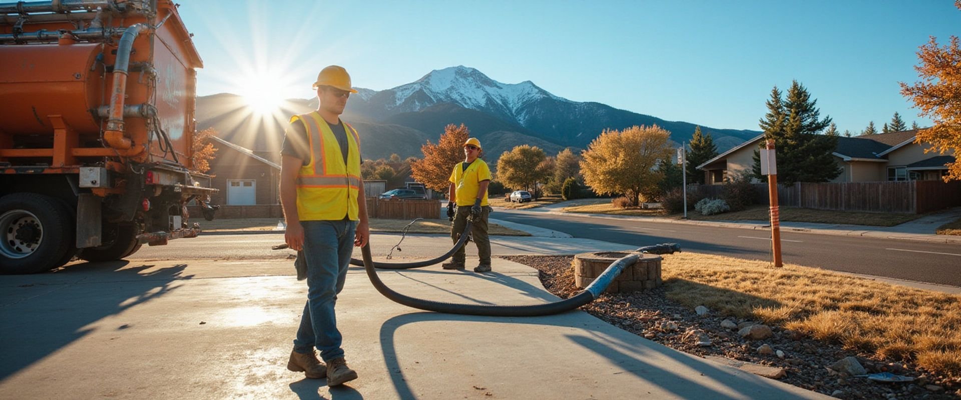Professional concrete leveling in Colorado Springs with mountain backdrop